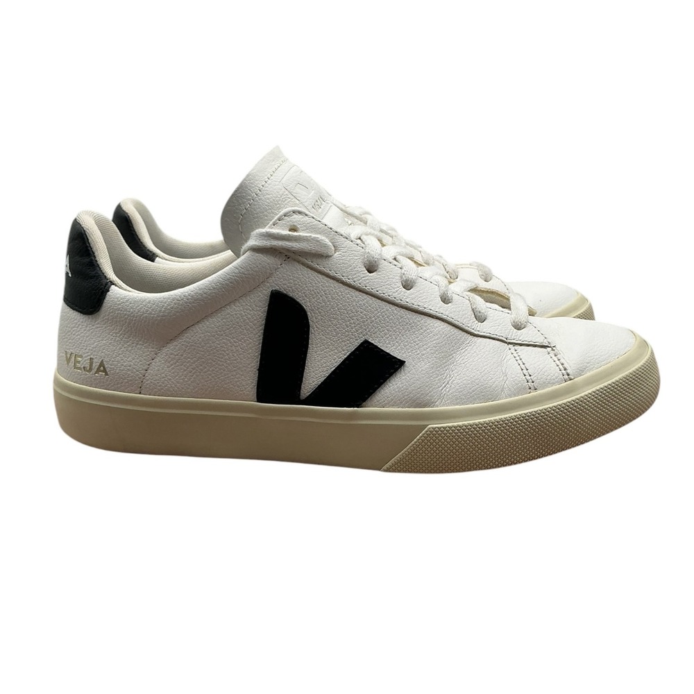 Veja  White Sneakers with Black V Logo